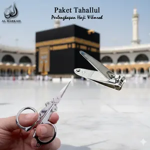 Al Barkah Paket Tahallul Perlengkapan Haji Umroh Gunting Praktis Saku Cukur Rambut dan Gunting Kuku Ihram Pria Wanita Bahan Besi Lipat Kecil Efisien