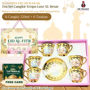 [ PARSEL LEBARAN ] Hampers Gelas Cangkir Set Keramik FREE Gift Box Eksklusif Parcel Eid Mubarak Hadiah Hari Raya Idul Fitri Parsel Bingkisan Gift Hamper Hadiah Kareem Souvenir Cangkir Lepek Keramik Hantaran Kerabat Mug Premium