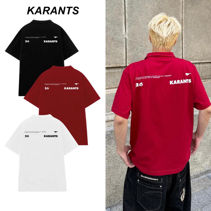   BST Tết 2026  Karants Áo Polo Oversize Tết Horse Logo Kim Loại Chi Tiết In Sắc Nét Local Brand Streetwear - KR308 