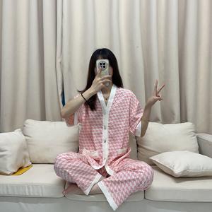 Piyama Lengan Pendek, Rekaan Korea, Untuk Wanita, Diperbuat daripada Sutera Ais, Pakaian Tidur