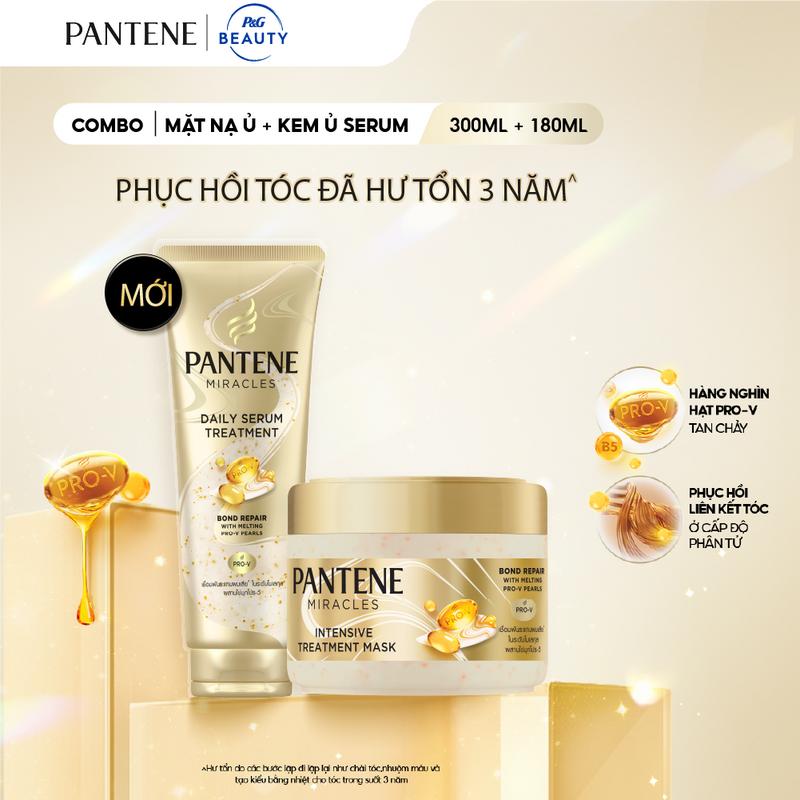 VIDEO Combo Kem Ủ Tóc Serum 180ml và Mặt Nạ Ủ Tóc 300ml Pantene Miracles Phục Hồi Tóc Chuyên Sâu Ở Cấp Độ Phân Tử