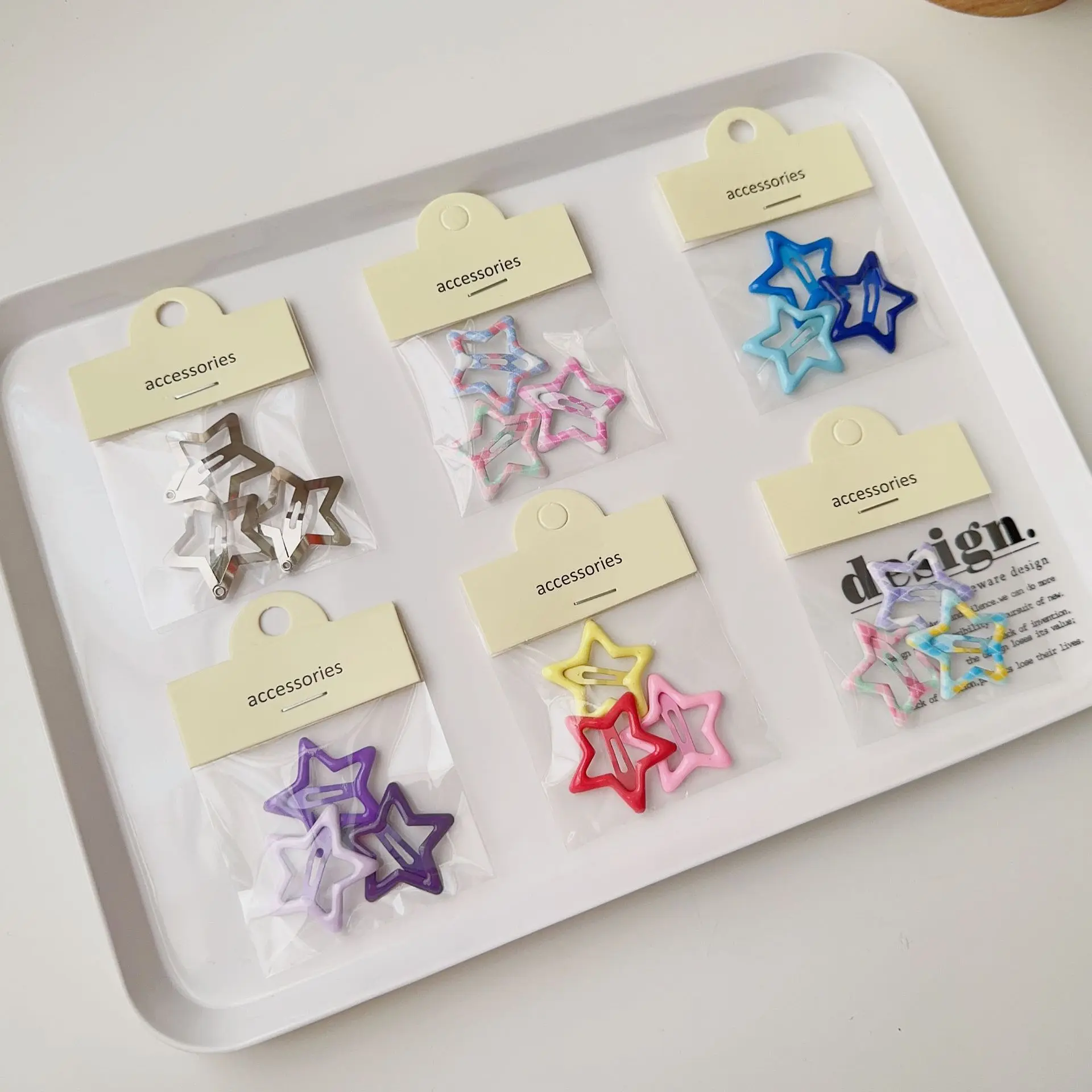 Dopamine Colored Pentagon Stars Small hairpin Children's headdress Children's cute bangs side hair clip