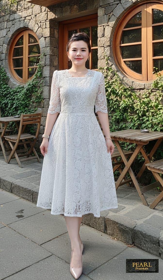 Dress Renda Mewah dan Cantik Lapis Katun Adem