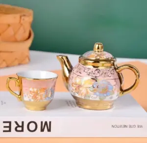 Classic English Ceramic Gold-Plated Tea Set Random Warna
