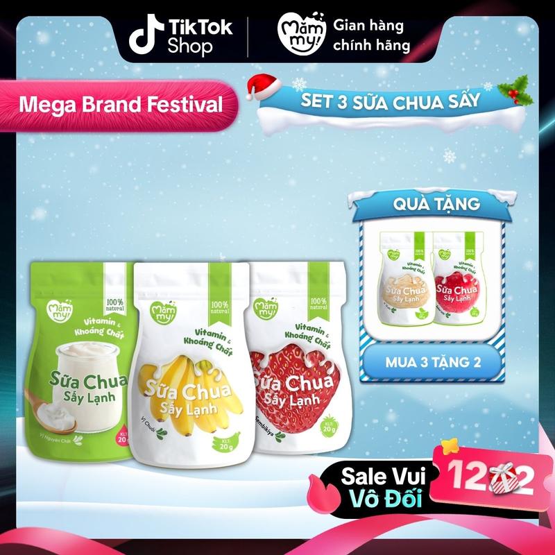 LS Combo 3 Gói Sữa Chua Sấy MĂMMY Dâu Chuối Nguyên Vị Hỗ Trợ Tiêu Hoá Bổ Sung Lợi Khuẩn Giàu Vitamin Cho Bé Từ 6 Tháng Gói 20gr MUA 3 TẶNG 2