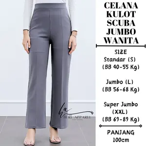 HERL Apparel - Celana Kulot Scuba Jumbo Wanita – Pinggang Karet Nyaman, Tampil Rapi & Kekinian