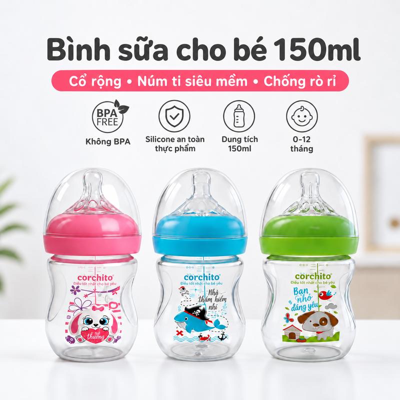 Bình Sữa AV Thông Khí Chống Sặc Cho Bé Từ Sơ Sinh - Bình Sữa Chống Sặc Nhiệt Dẻo An Toàn BPA Free Giúp Bé Bú Sữa Nhanh Chóng Không Đầy Hơi