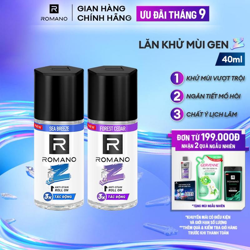 Lăn Khử mùi ngăn vệt ố vàng Dưỡng Thể cho nam Romano Gen ZSea Breeze/Forest…