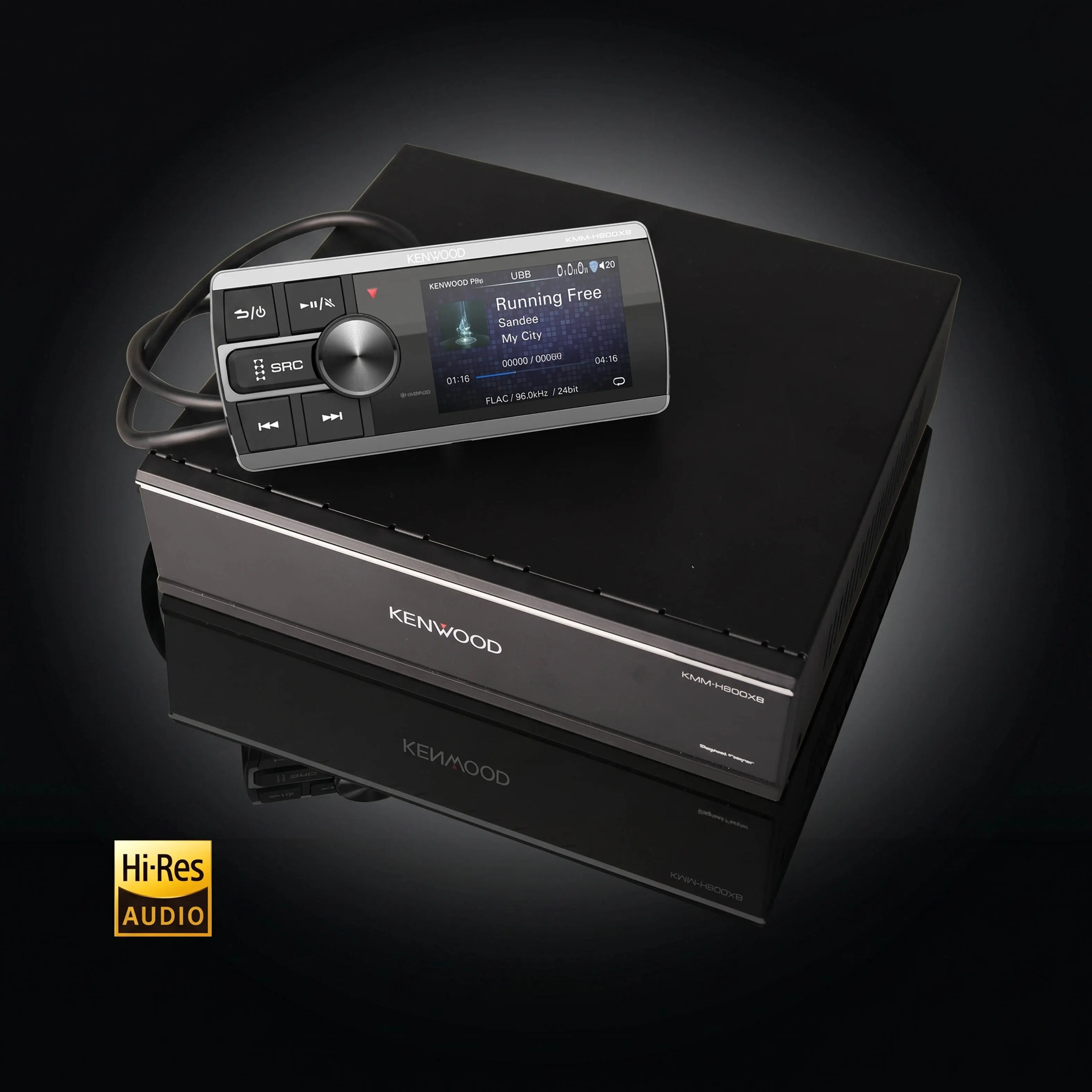 Head Unit Single DIN Kenwood KMM-P800UB Hi-Res Audio DSP Bluetooth Original