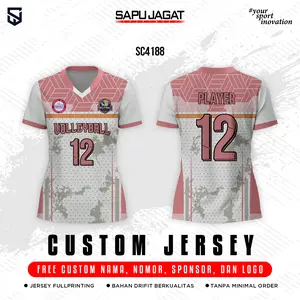 New Jersey Voli Cewek Jersey Voli Jersey Printing Pink Pastel Red Free Nameset Bisa Pesan Satuan