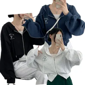 Voide Jacket Croope Hoodie Wanita Oversize | Jacket Wanita Crop Korean Style Kekinian