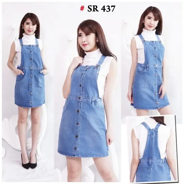 ZerOne - Overall Jeans Rok Kancing Pendek 442 Rok Jeans Pendek 1