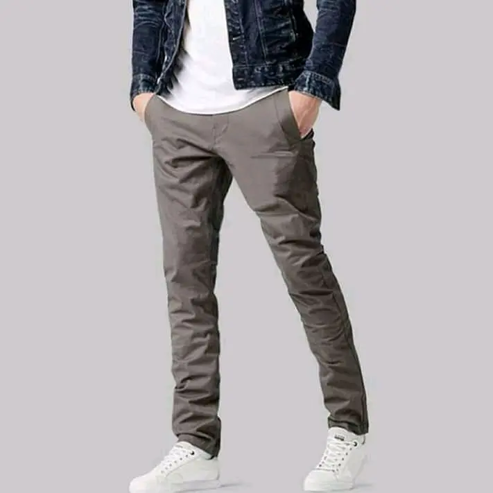 Celana Chinos Panjang Slim-Fitting Premium Abu Cream Hitam Moka Combed Slimfit Tebal Nyaman Katun Ankle Kain Pria Stretch Melar Casual Keren - Skinny 6