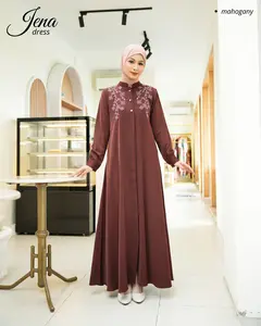 Jena Series Dress Gamis Muslimah terbaru Mewah Dan Elegant Bordir Bahan Barbara Silk Anti UV Premium