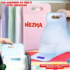 Tas Dokumen A4 Folder Map Tas File Handle Warna Transparan Anti Air Multi Layer Folder 13 Sekat Map