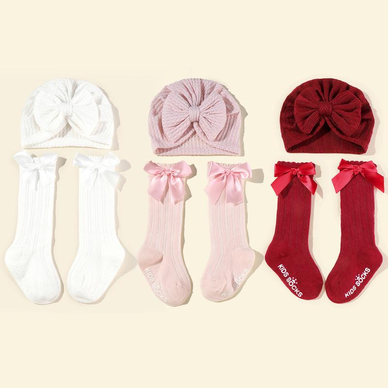 Bộ Tất Mũ Cho Em Bé 2 Chiếc Màu Trơn Có Nơ Mũ Turban Cho Trẻ Sơ Sinh Và Trẻ Sơ Sinh Mũ Len Co Giãn Cho Bé Gái Mới Biết Đi Tất Chống Trượt