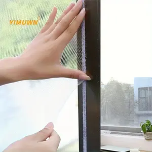 Summer household mosquito net window detachable invisible simple screen mesh curtain self-adhesive magic tape black and white co - Black 5:1982838264