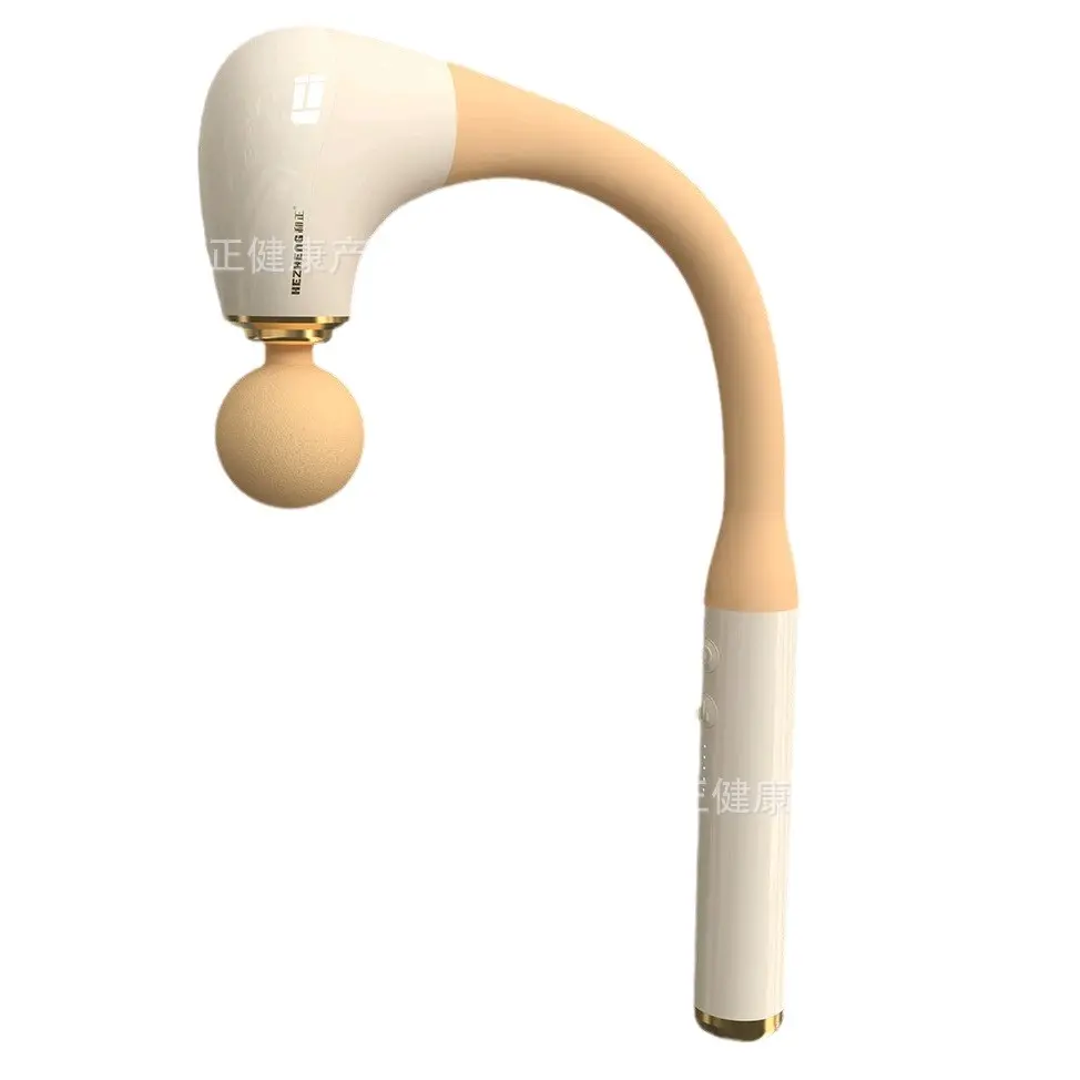 AWESOME Massage Hammer Gun | Innovative Curved Handle for Hard-To-Reach Back Areas | Deep Massage for Neck, Back & Thighs | 5 Levels of Intensity | 4 Massage Heads | Lightweight | Type C Cable | Metallic Black | Sunny Side Yellow | Comfortable