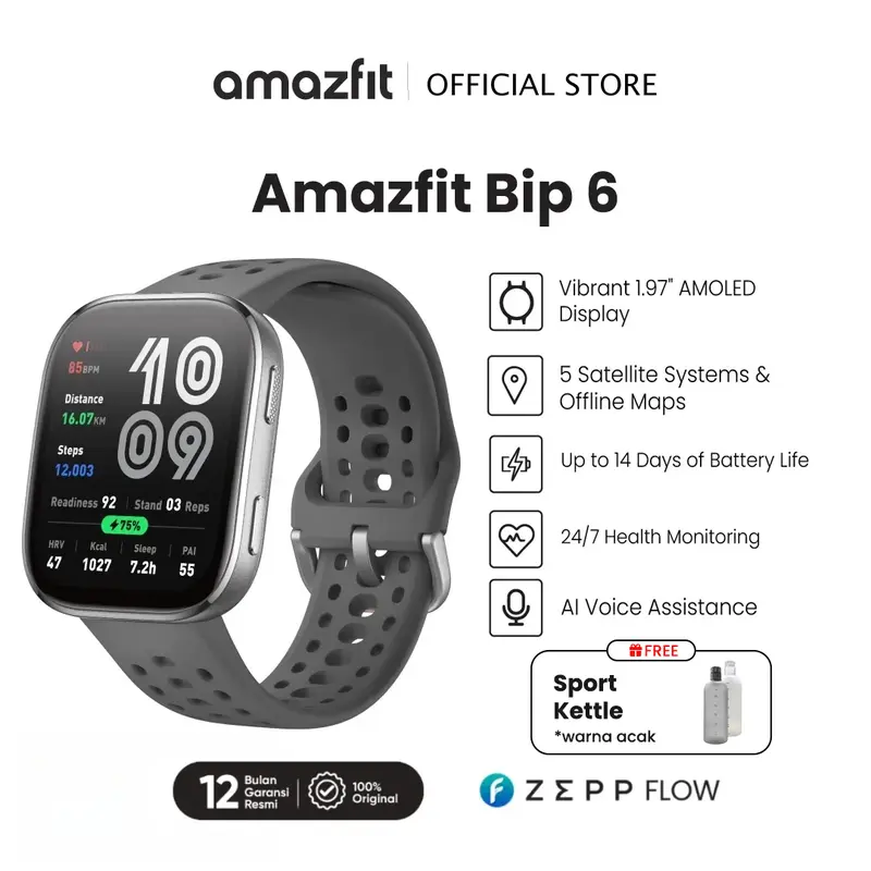 Amazfit Official BIP Smart Watch 46mmAI Voice AssistanceMaps with GPS 140  Sports ModesHealth Red