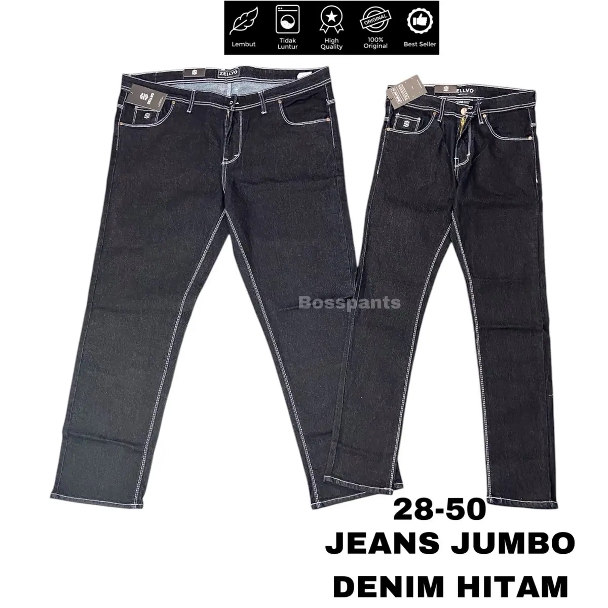 ZELLVO - Celana Jeans JUMBO DENIM Slimfit Stretch Premium Soft Jeans Nyaman Tebal Melar Santai Distro