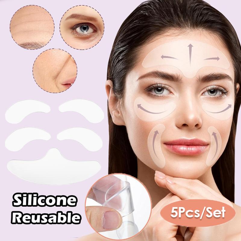 5Pcs Reusable Nasolabial Fold Masks Silicone Overnight Face Forehead ...