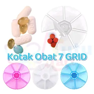 Kotak Obat Bulat 7 Sekat Grid Medicine Box Harian Tempat Pil Kapsul Harian Penyimpanan Obat