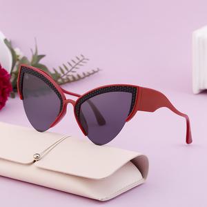 Fashion Cat Eye Sunglasses Women's Premium Sense UV Protection Sunglasses Tide Half Frame Sunglasses Cat Eye Sunglasses for Women