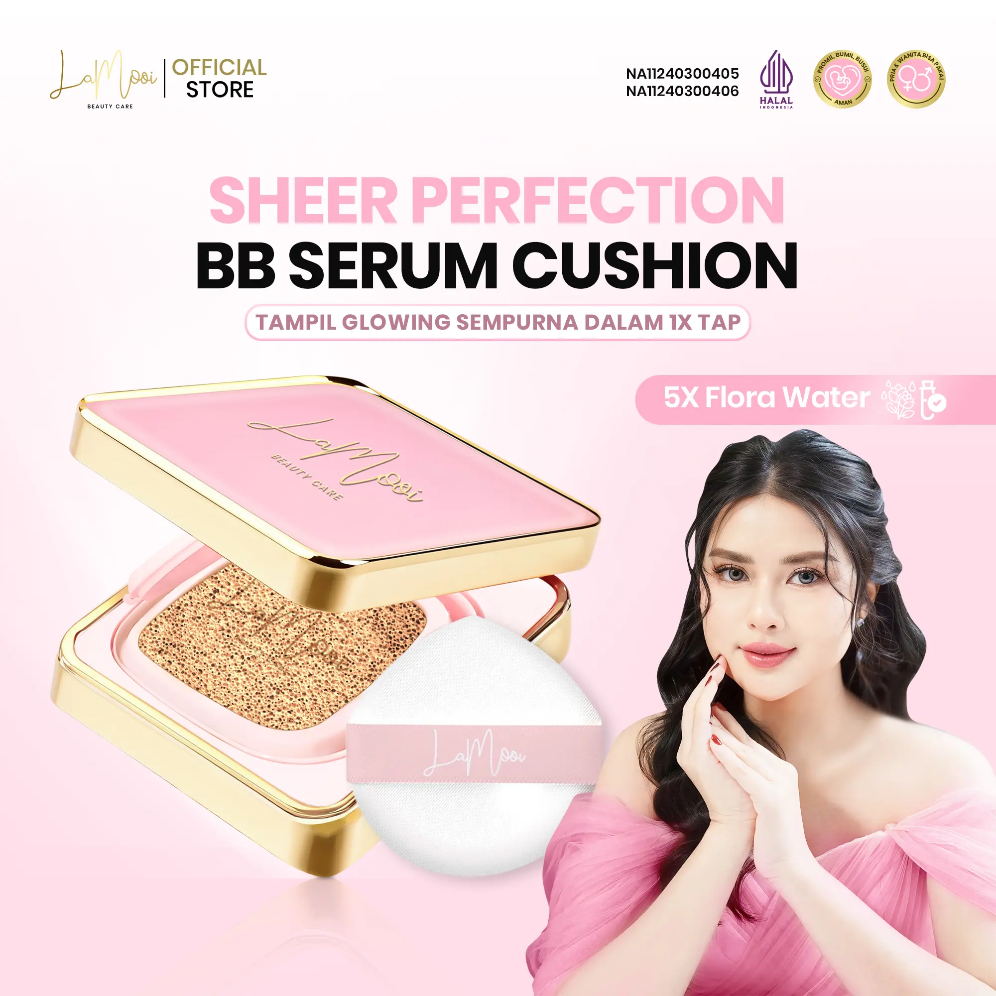 [LAMOOI] (1 PCS) Cushion Glow - Sheer Perfection BB Serum Cushion