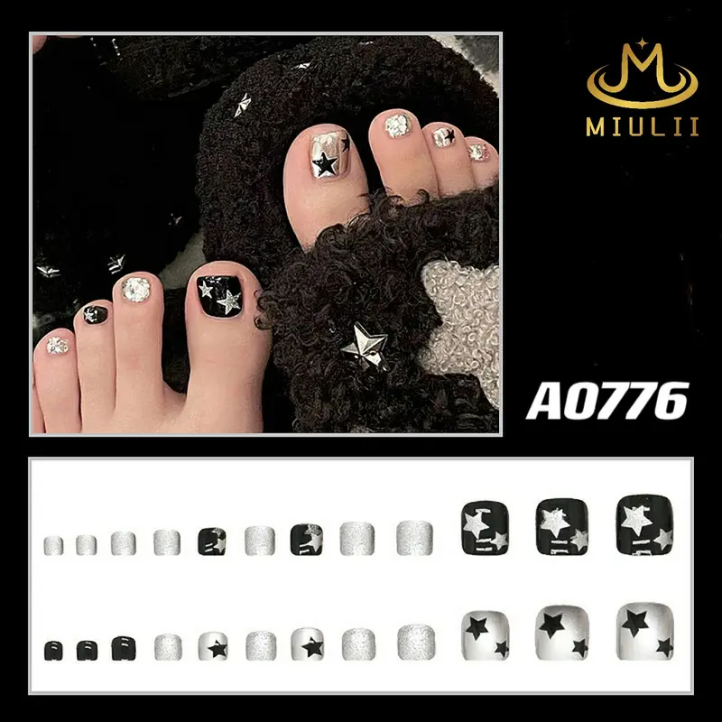 (BP)MIULII Barbie Nails A0776 Kuku Palsu isi 24pcs Art Lem Tempel Polish Cat 4