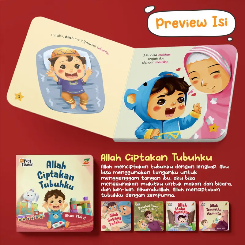 1 Paket 5 Buku cerita Boardbook Anak Mengenal Tauhid sejak dini untuk janin usia 2 3 tahun  - My fist Tauhid - Ziyadbooks 4