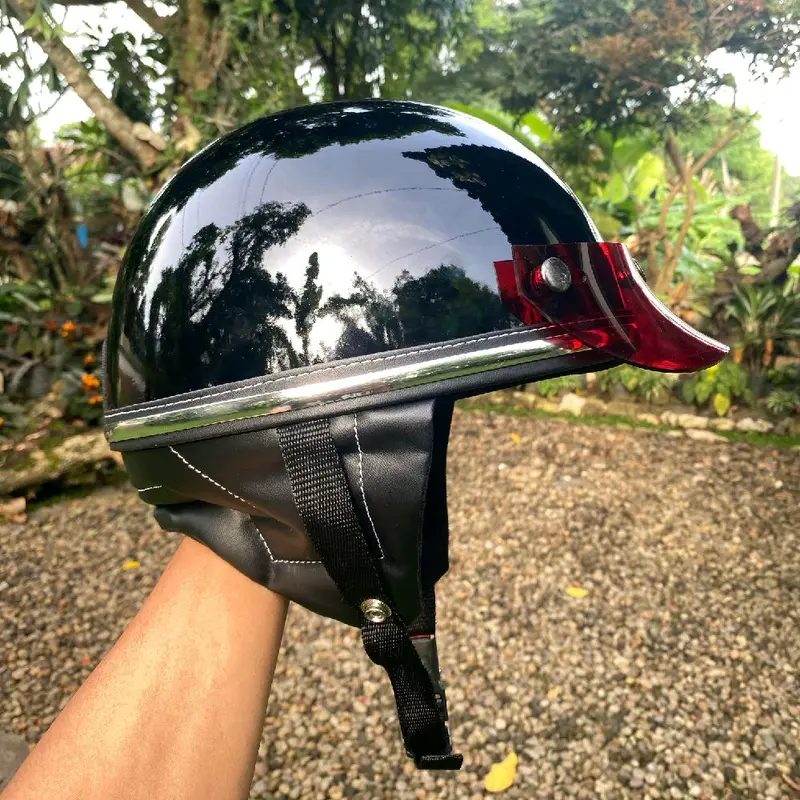 Helm Chip Vintage Hitam Polos Custom untuk Motor - Motorcycle 1
