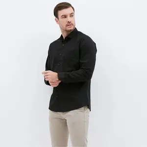 Kemeja Lengan Panjang Pria Casual Kancing Katun Slimfit