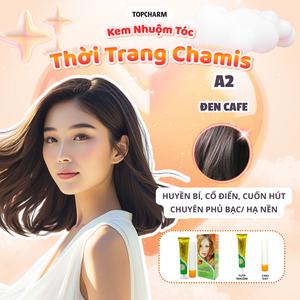 Kem nhuộm Đen Cafe A2 cổ điển, cuốn hút TOPCHARM 30 màu, lên màu nhanh chuẩn sắc, dưỡng tóc bóng mềm (kèm oxy, bao tay, lược) Nhuộm Tóc Đổi Màu Tóc Nữ
