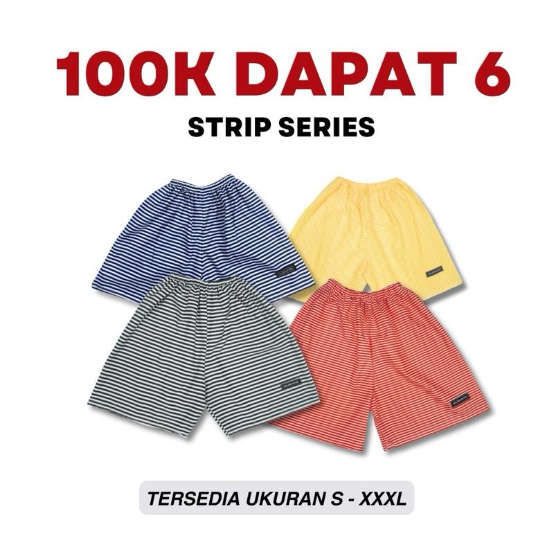 KOLORANTOK ISI 6 STRIP SERIES  BOXER KOLOR MOTIF STRIP CELANA PENDEK UNISEX PRIA DAN WANITA MOTIF STRIP 0
