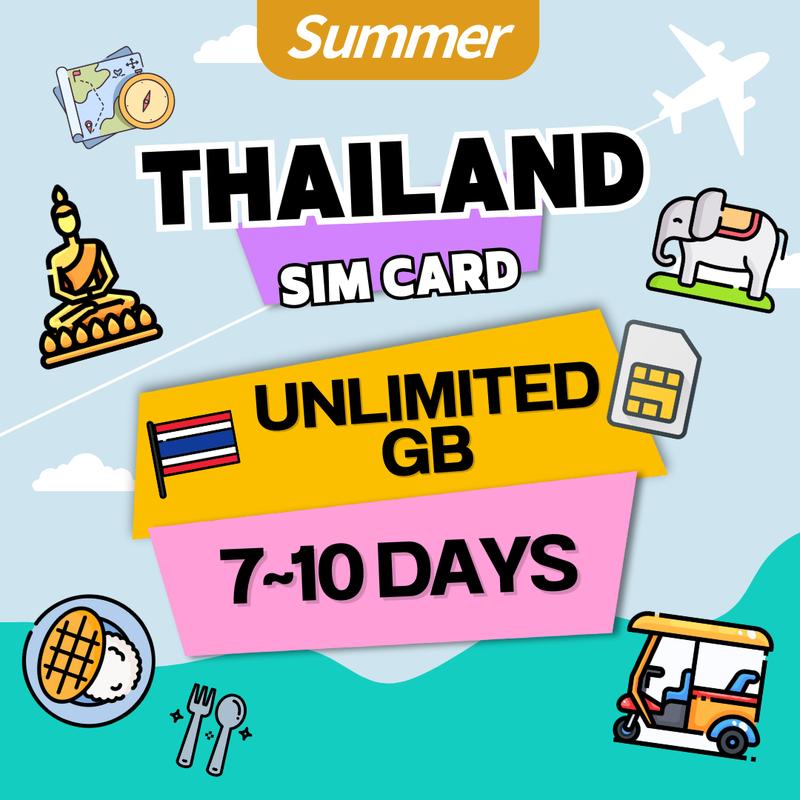 Summer【 Thailand SIM Card 】AIS DTAC TRUEMOVE 7 DAYS 10 DAYS UNLIMITED ...