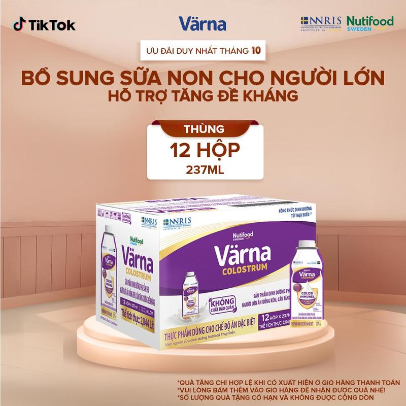[LIVE] Thùng 12 Hộp Sữa Bột Pha Sẵn Varna Colostrum - Bổ Sung Sữa Non Hỗ Trợ Tăng Đề Kháng Nhanh (12 hộp x 237ml)