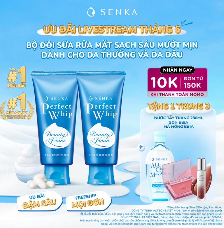 Phương Sena 25.6 Bộ đôi sữa rửa mặt sạch sâu mướt mịn SENKA PERFECT WHIP 120GX2