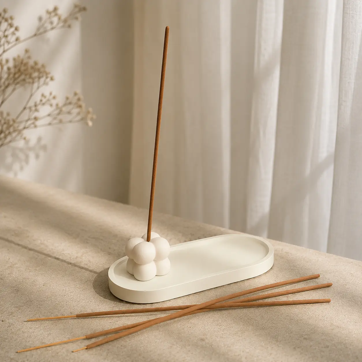 Tatakan Dupa Bubble Minimalis Estetik | Incense Holder Putih + Coaster | Tempat Dupa Unik