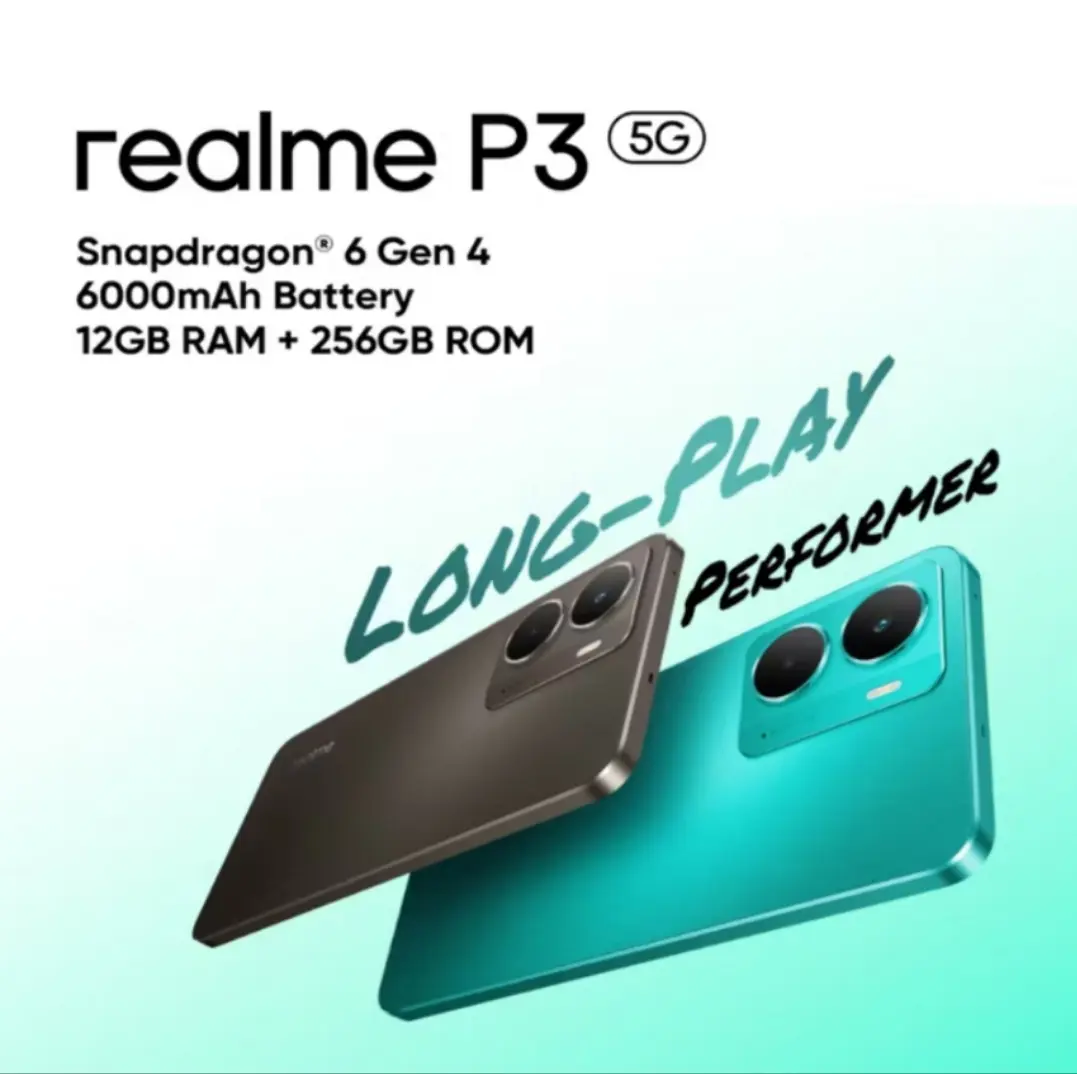 realme P3 5G 12GB+14GB*|256GB (Snapdragon 6 Gen 4 | 6000mAh Battery | 45W Fast Charge | NFC)