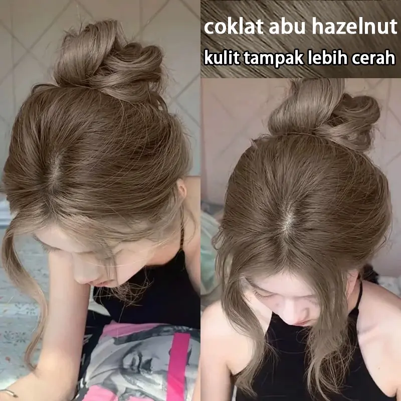Pengiriman Cepat Coklat Abu Hazelnut Pewarna Rambut Cat Rambut Tidak Perlu Pemutih Tidak Merusak Rambut Membuat Wajah Tampak Lebih Putih Hair Color Burgundy Golden Brown Blue Black Coklat Caramel Cranberry Red Milk Tea Ash Brown Pewarna Rambut