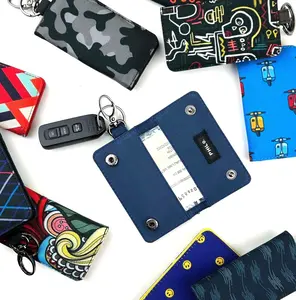 Dompet STNK mobil motor gantungan kunci keyless kain motif lipat dua