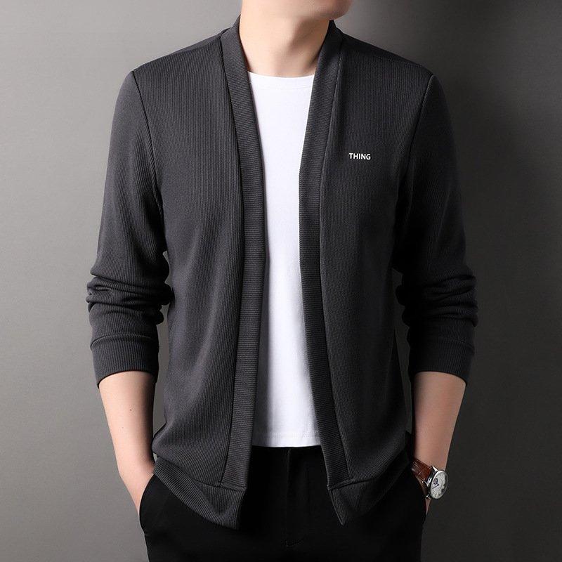 Kemeja pria dewasa premium : HH4 Kardigan Panjang cardigan zenitsu Pria Atasan crewneck cowok vintage Knitwear Hitam Katun Baju Sweater knit 2