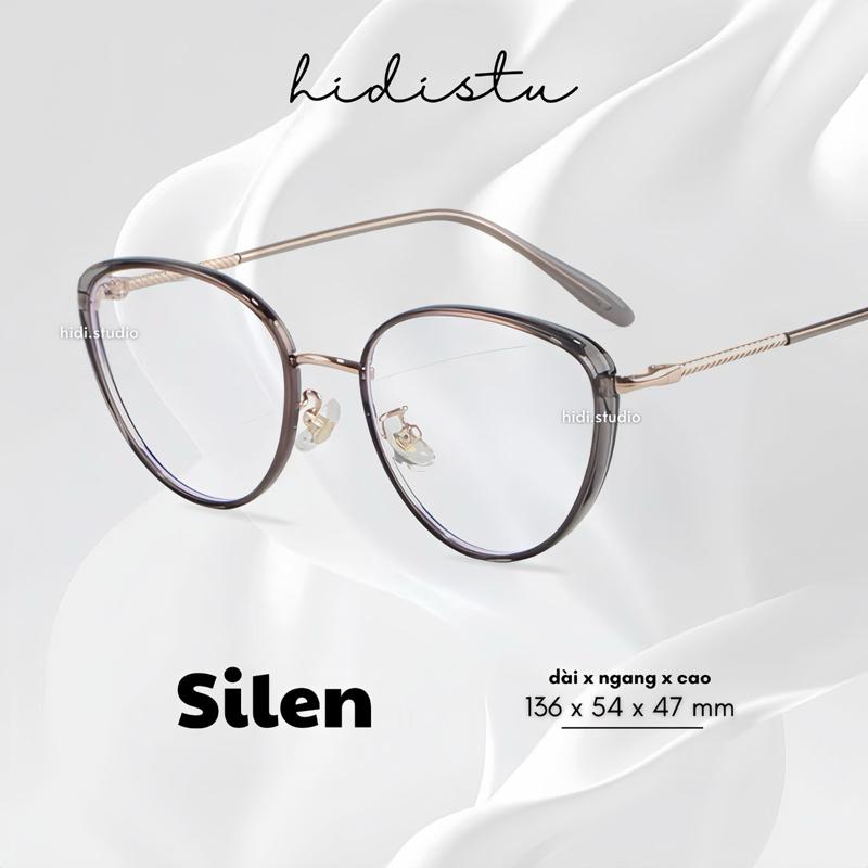 [ Silen ] Gọng kính mắt mèo tròn bầu Silen khung kính nhựa phối kim loại cao cấp. Dáng kính trung bình, phù hợp mặt nhỏ và vừa. Hidi Studio Eyewear