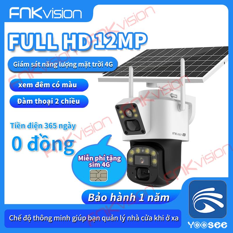  FNKvision  Camera năng lượng mặt trời 4G Yoosee 2 mắt 12MP   xoay chuyển quan sát 360 độ bảo hành 12 tháng 