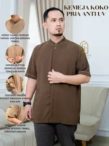 Kemeja Koko ANTI UV Pria Kerah Ciangi Shanghai Polos Variasi Jahitan Benang Timbul Size S L XL Jumbo Bahan Premium Halus Lembut Ringan