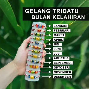 Tridatu Gelang Bulan Kelahiran - Aura Keberuntungan Batu Alam Asli Kombinasi Energi Semesta Untuk Pria & Wanita