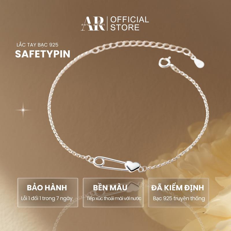 Lắc tay bạc 925 SAFETY PIN vòng tay bạc dễ thương-AURA SILVER-LT48
