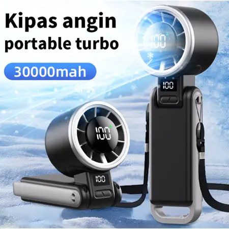 COD Kipas Angin mini Portable USB 30000mAh Kipas Lipat 5-Speed Wind LED Display Dengan Untuk kipas angin portable turbo kipas angin portable kipas angin portable mini kipas angin berdiri turbo Kipas leher kipas angin portable tahan lama 24