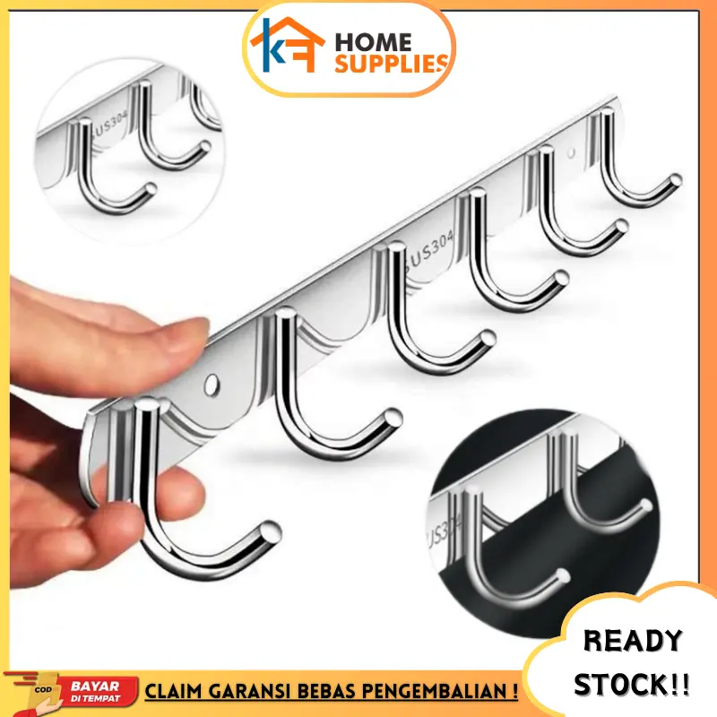 KF Gantungan Hanger Kamar Mandi Kapstok Stainless Steel Anti Karat / Gantungan Baju Hook Kait Kamar Mandi