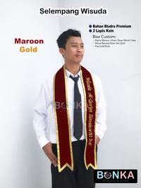 Gambar Kilat 1 Hari Jadi Selempang Wisuda Premium 2 Lapis Kain Custom Nama - Maroon, Gold dari Bonekahandmadesukasuka Kab. Sukoharjo 5 Tokopedia